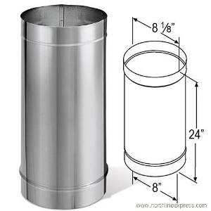 8" x 24" DuraBlack Welded Stainless Steel Stovepipe - 8DBK-24SS
