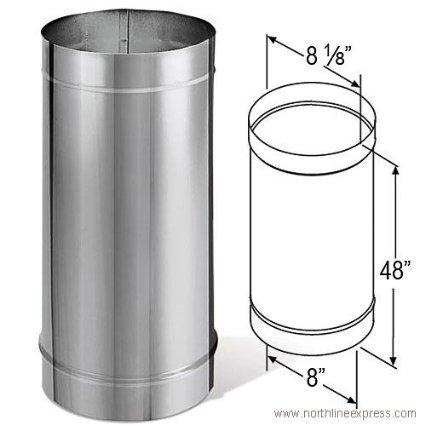 8" x 48" DuraBlack Welded Stainless Steel Stovepipe - 8DBK-48SS