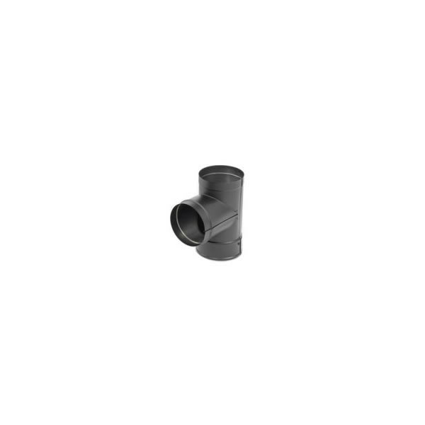 6" Dura-Black 24-Ga Welded Black Stovepipe Tee With Cover