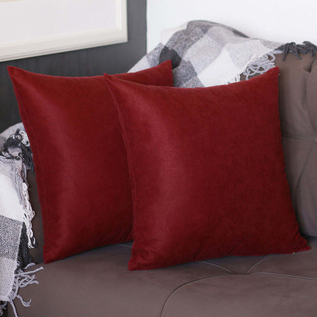 Farmhouse Square and Lumbar Solid Color Throw Pillow Covers Set of 2 20"x20" Claret Red