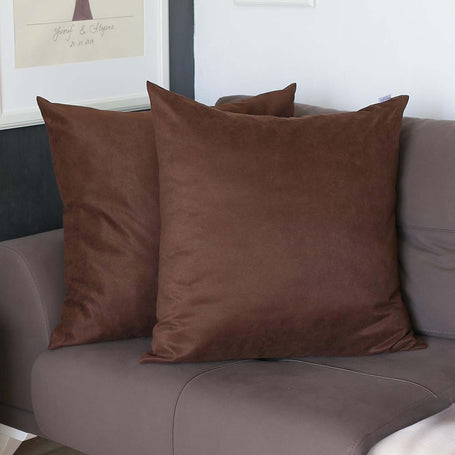 Farmhouse Square and Lumbar Solid Color Throw Pillow Covers Set of 2 26"x26" Brown