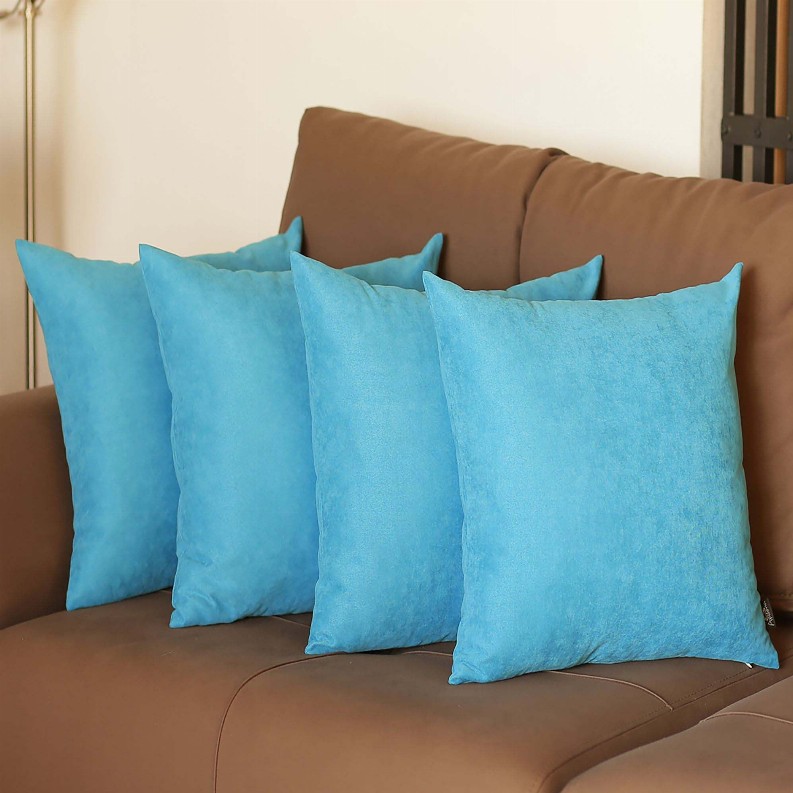 Farmhouse Square and Lumbar Solid Color Throw Pillows Set of 4 20"x20" Sky Blue