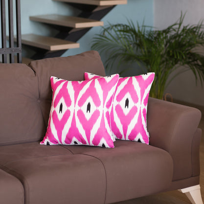 Ikat Set of 2 Square Boho Throw Pillow Covers 18"x18" Pink-06