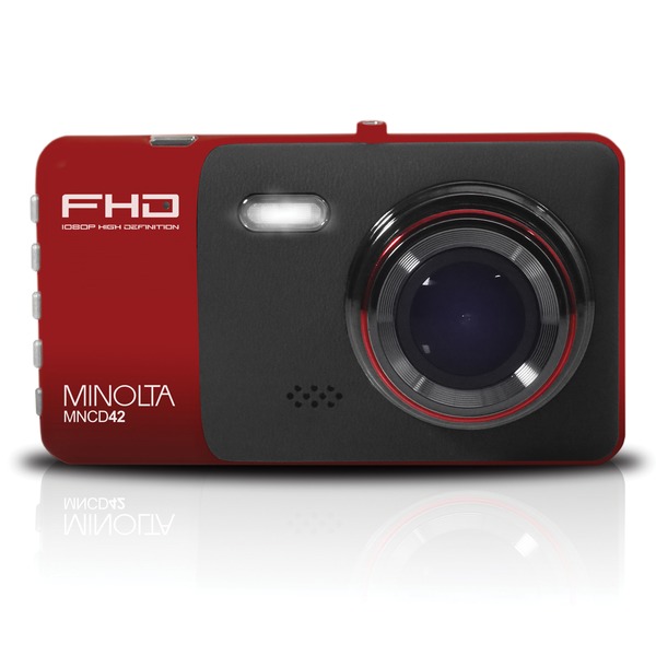 Minolta MNCD42-R MNCD42 1080p Full HD Dash Camera with 4-Inch LCD Screen (Red)