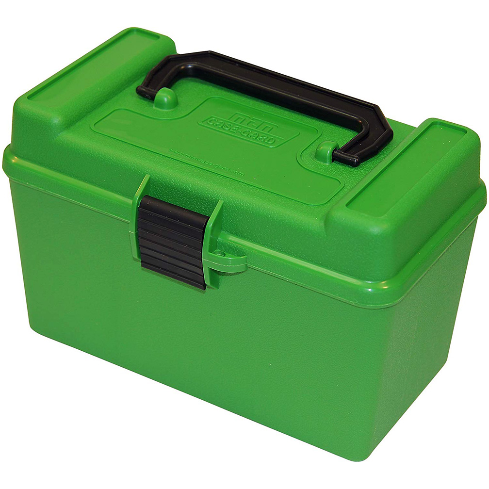 MTM Deluxe Ammo Box 50 Round Handle 223 Rem 204 Ruger Green