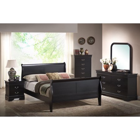 Louis Philippe Queen Bed, Black