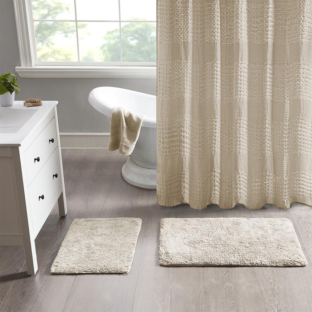 100% Cotton Solid Tufted Bath Rug Set, Natural