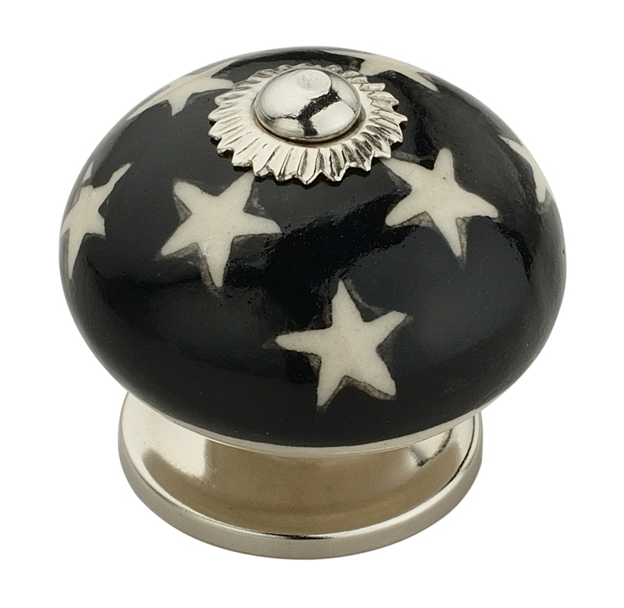 Star Constellation 1-3/5 in. (40mm) Black & White Cabinet Knob