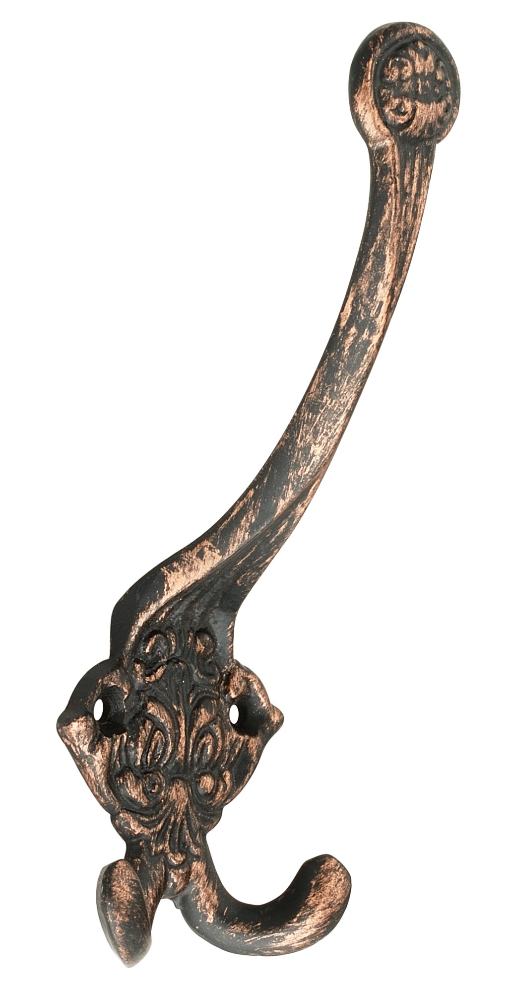 Decorative 6-7/10" Copper Finish Single Hat & Double Coat Hook