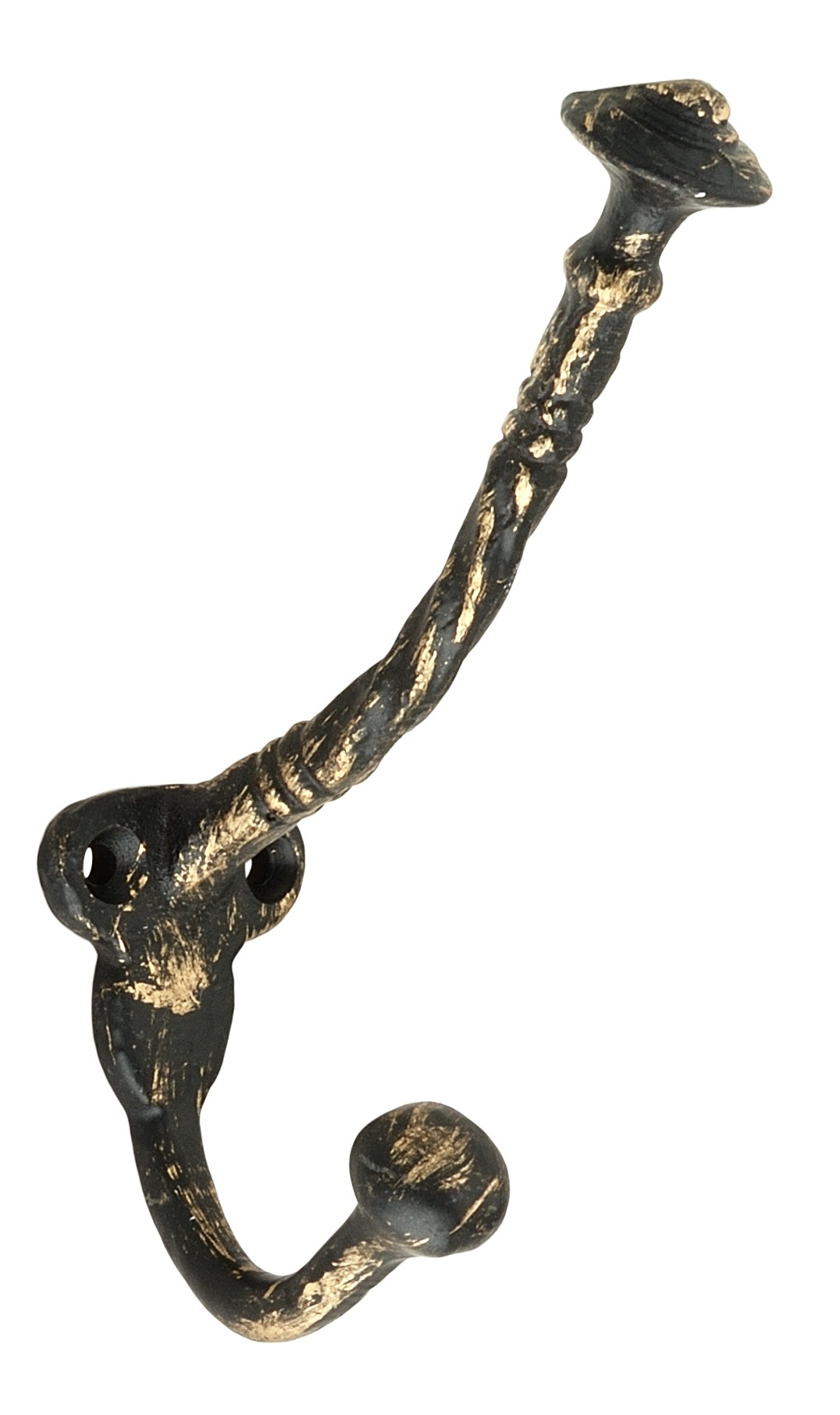 Twisted 5 in. (130 mm) Antique Brass Patina Hat & Coat Hook