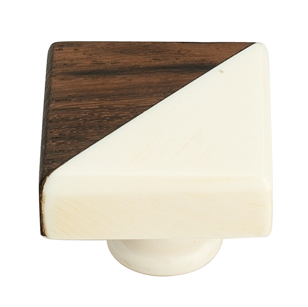 Fusion Half & Half 1-1/3 in. (34mm) White & Brown Cabinet Knob