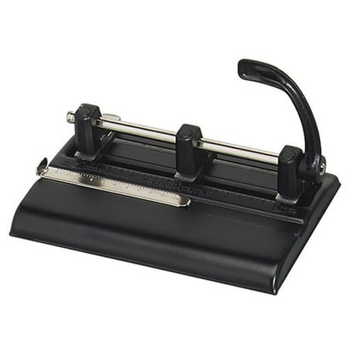 Master 1325B Hole Punch - 3 Punch Head(s) - 40 Sheet of 20lb Paper - 9/32" Punch Size - Round Shape - Black