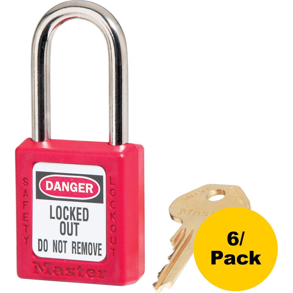 Master Lock Danger Red Safety Padlock - 0.25" Shackle Diameter - Red - 6 / Pack