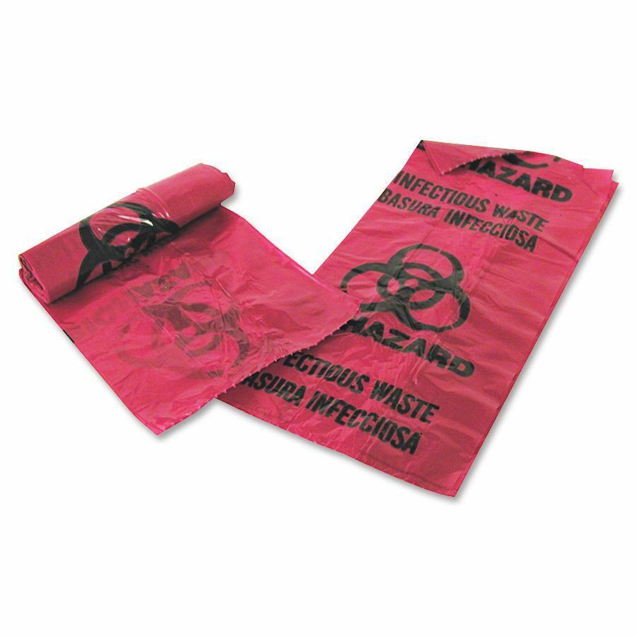 Medegen MHMS Infectious Waste Red Disposal Bags - 1 gal Capacity - 11" Width x 14" Length - 1.25 mil (32 Micron) Thickness - Red