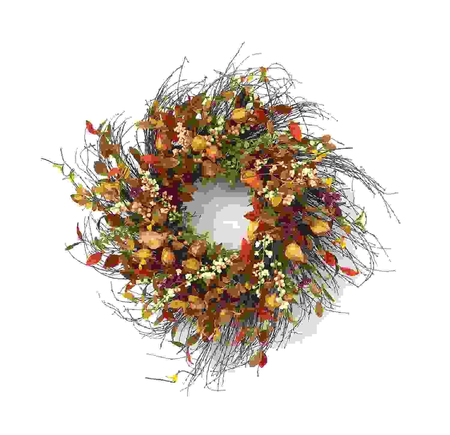 Cape Gooseberry Wreath 20"D Twig/Fabric