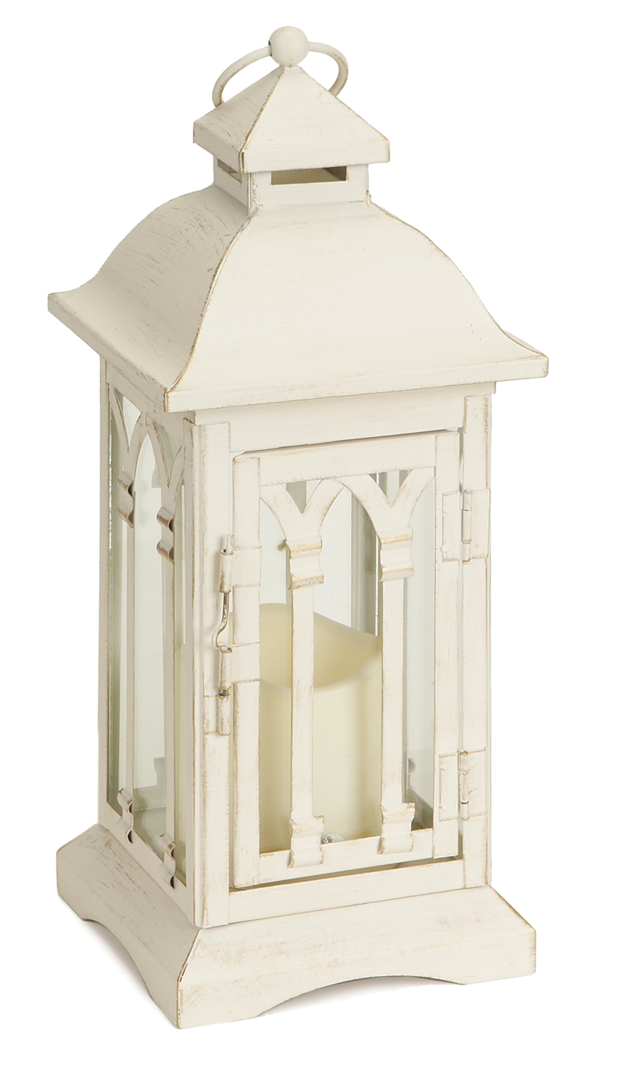 Lantern w/3"x3" LED Candle (Set of 2) 12.25"H Iron/Glass/Plastic - 2 AA Batteries Not Incld