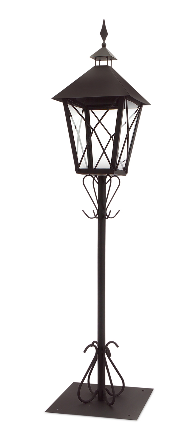 Lantern w/Post 67"H Iron/Glass