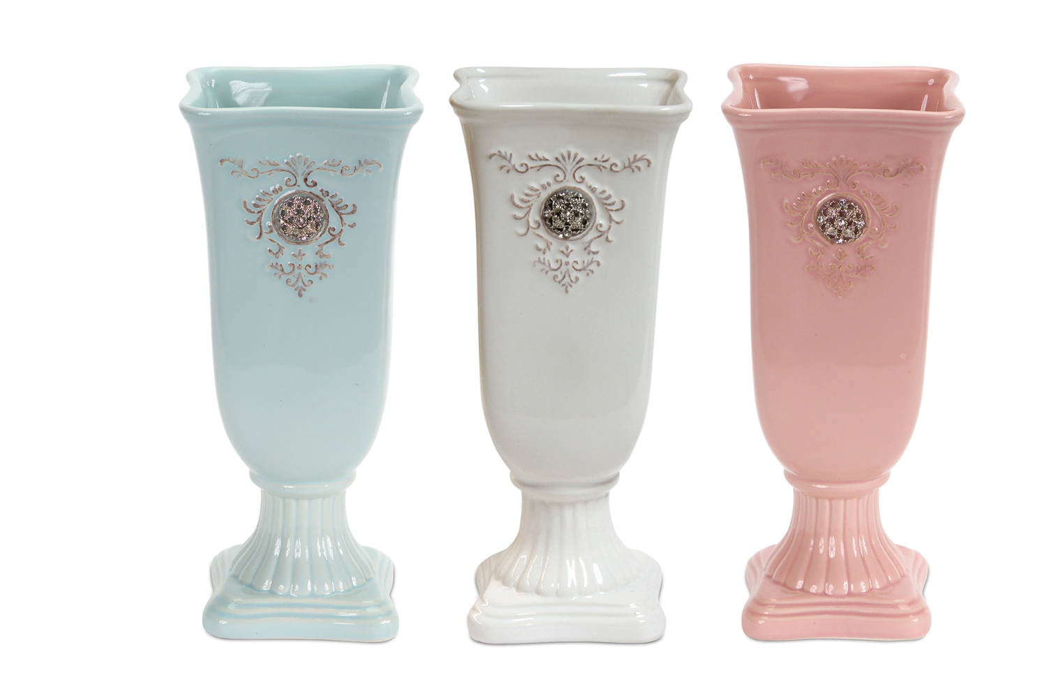 Square Vase (Set of 3) 9.5"H Ceramic