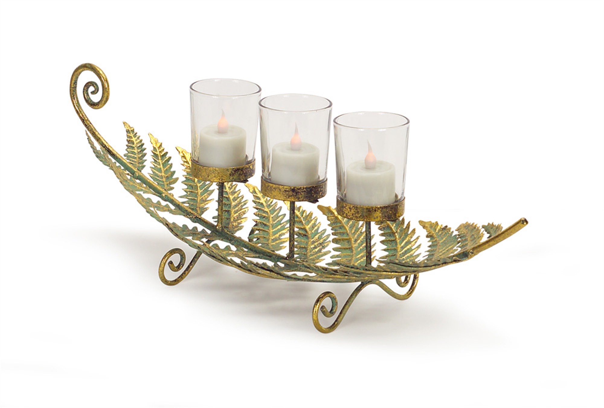 Fern Candles Holder w/3 Votive Cups (Set of 2) 18"L