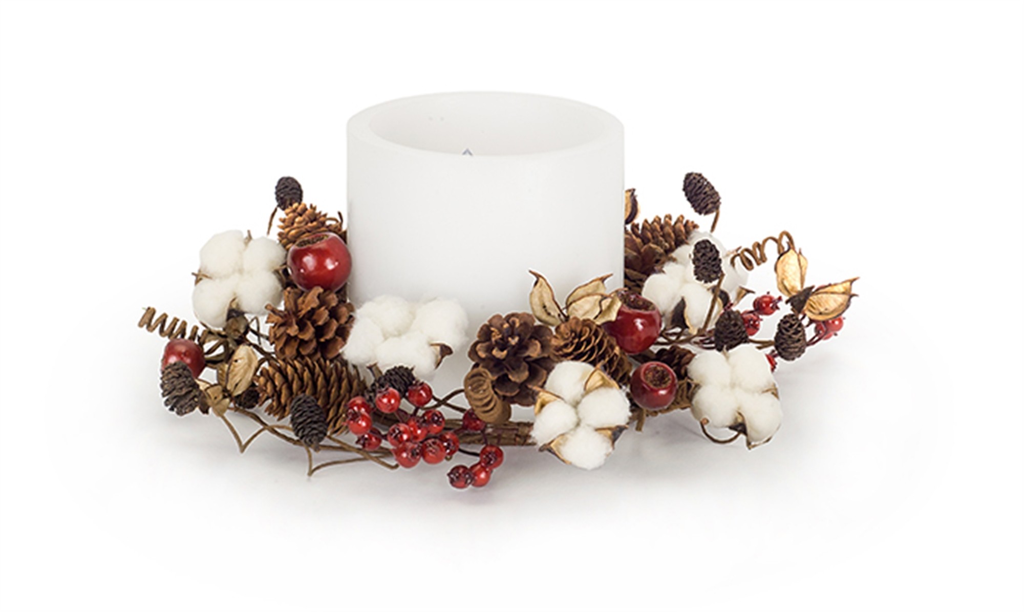 Eucalyptus Pod and Cone Candle Ring (Set of 4) 15.5"D Cotton/Pine Cone (fits a 6" candle)