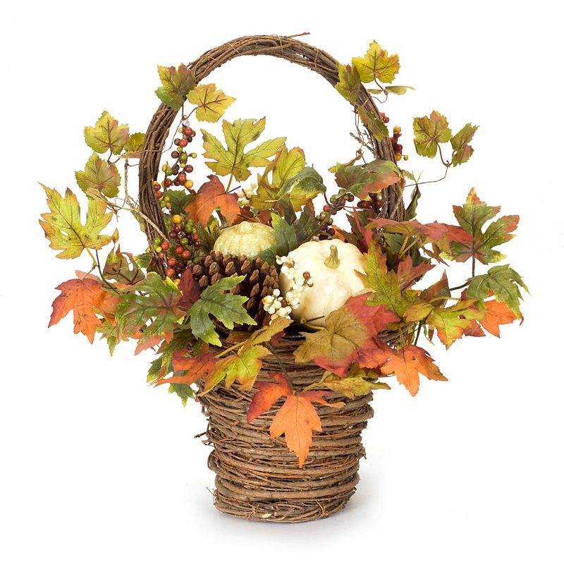 Pumpkin/Gourd/Fall Leaf Basket 14"L x 20.5"H Polyester