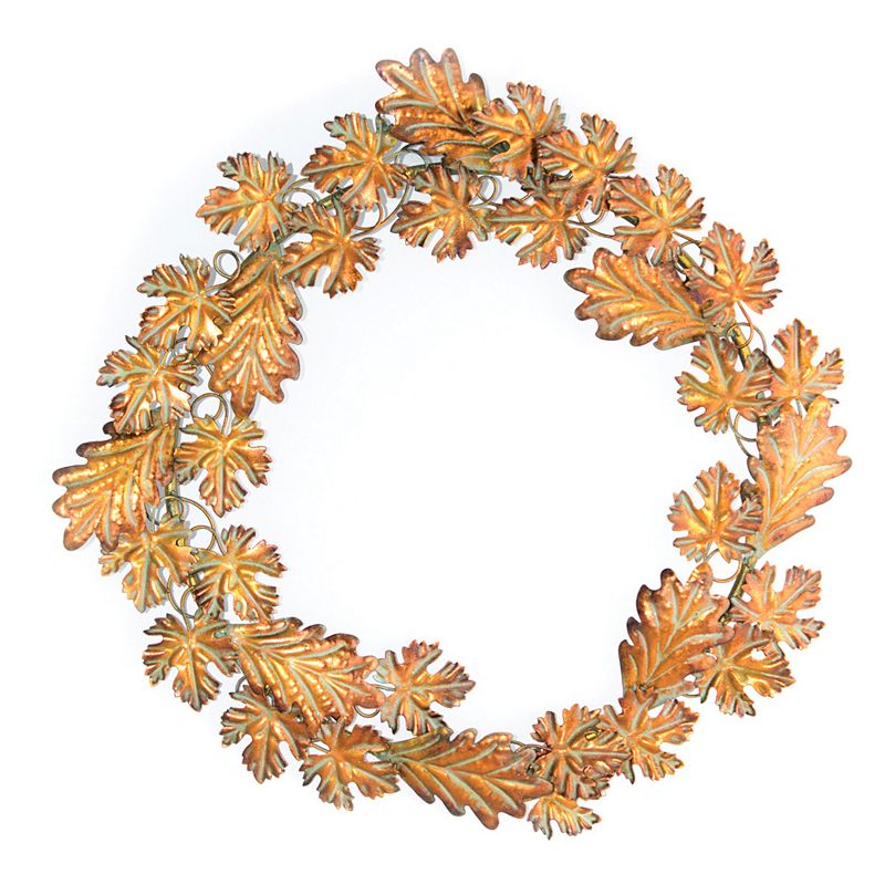 Fall Leaf Wreath 19"D Iron