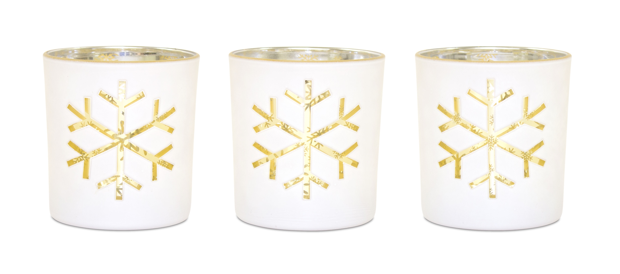 Snowflake Tea Light Holder (Set of 3) 3.25"H Glass