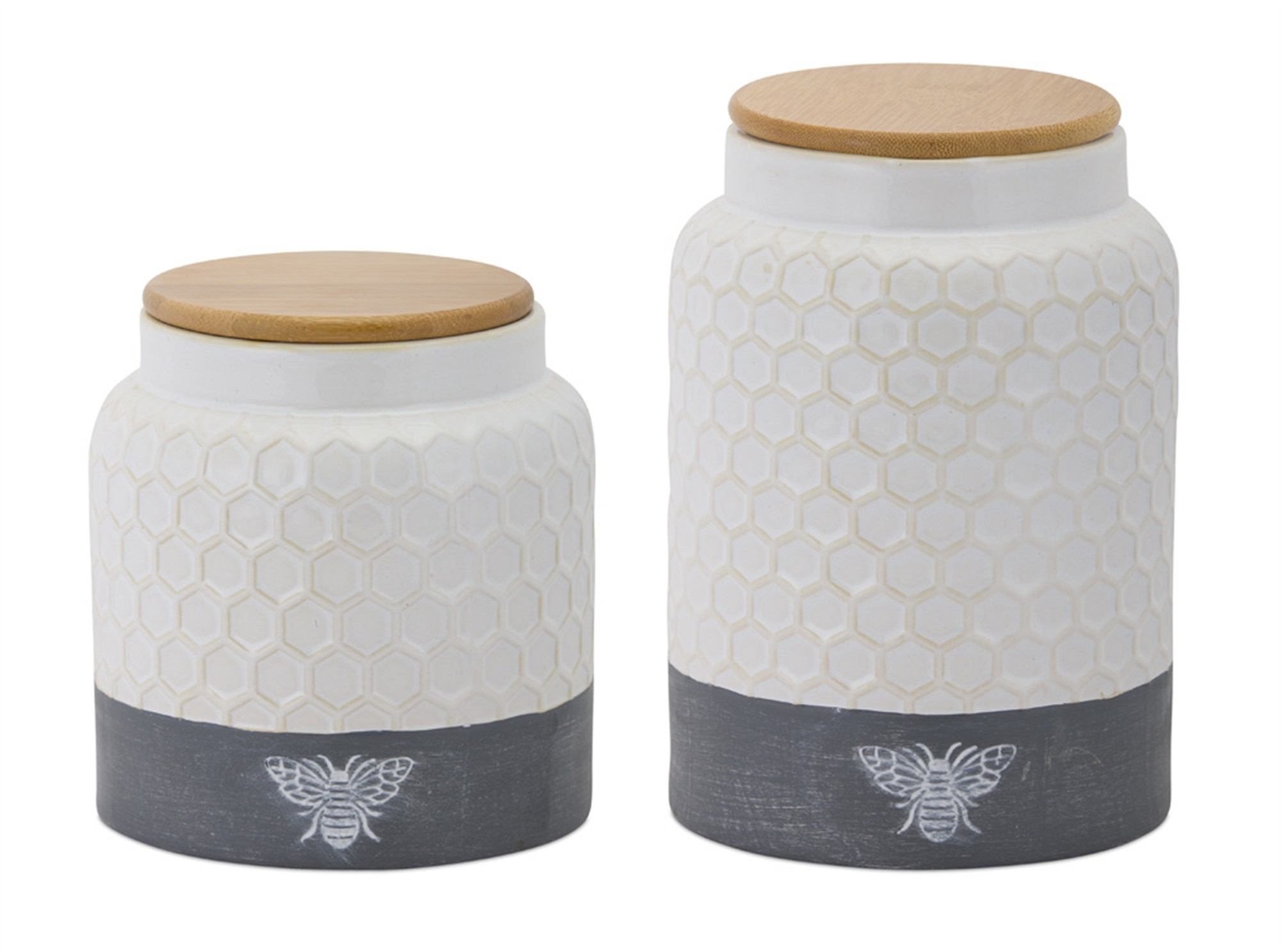 Canister (Set of 2) 6"H, 8"H Ceramic