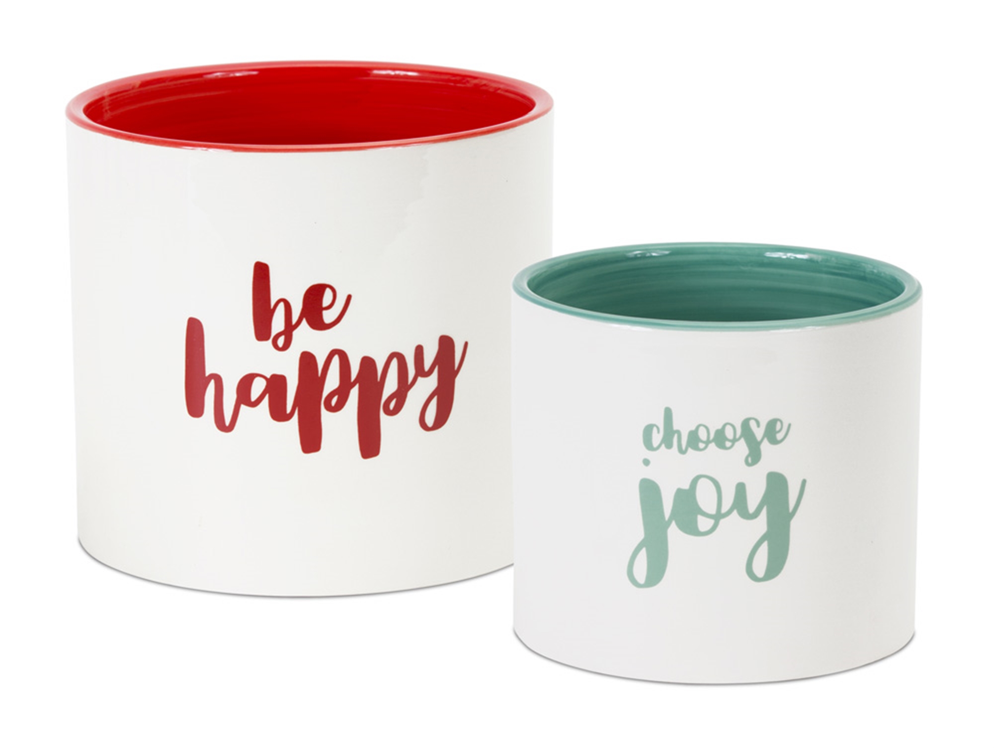 Happy/Joy Pot (Set of 6) 5" x 4.5"H, 6" x 5.5"H Dolomite