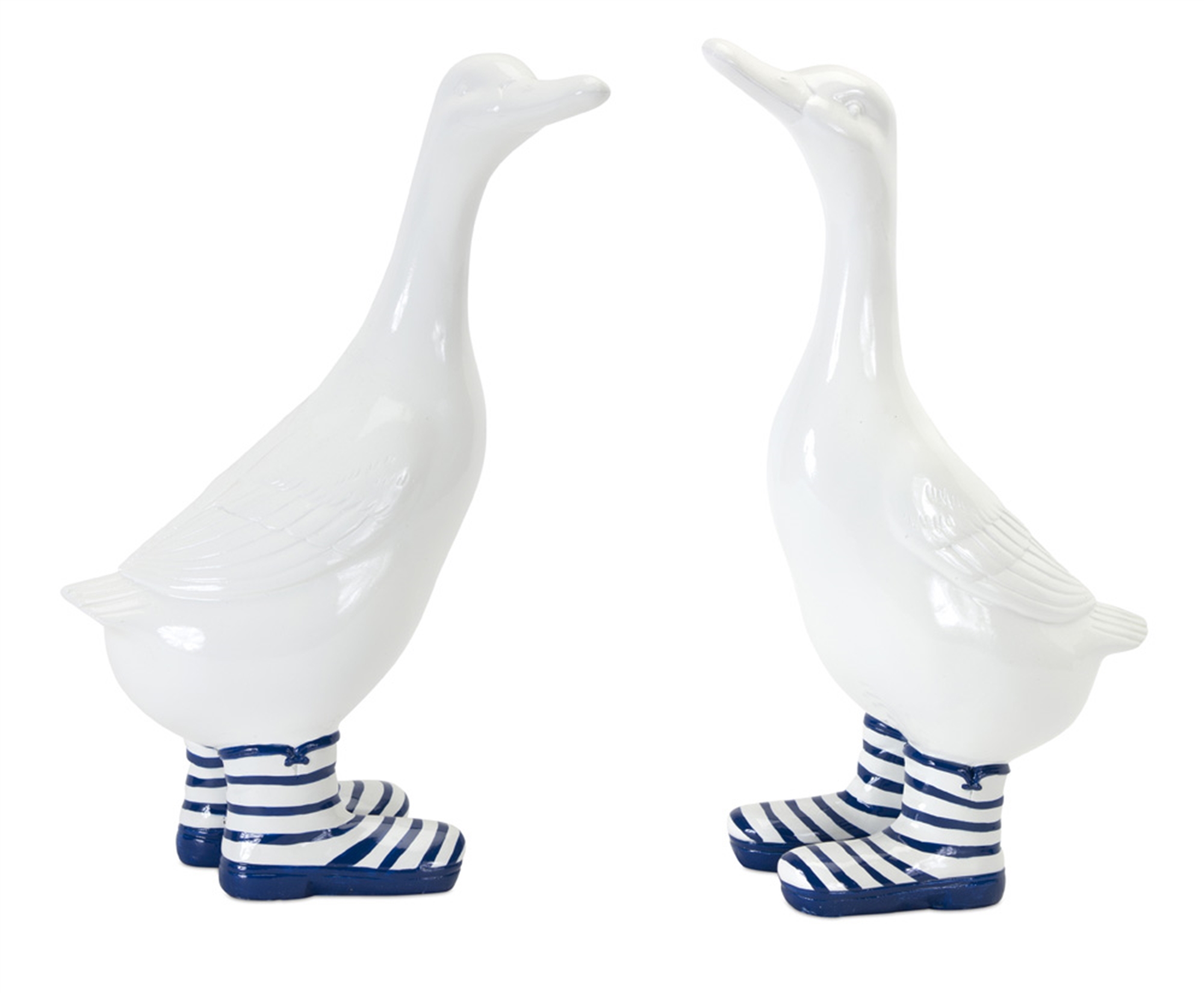 Duck With Boots (Set of 2) 13.5"H, 14"H Resin/Stone Powder