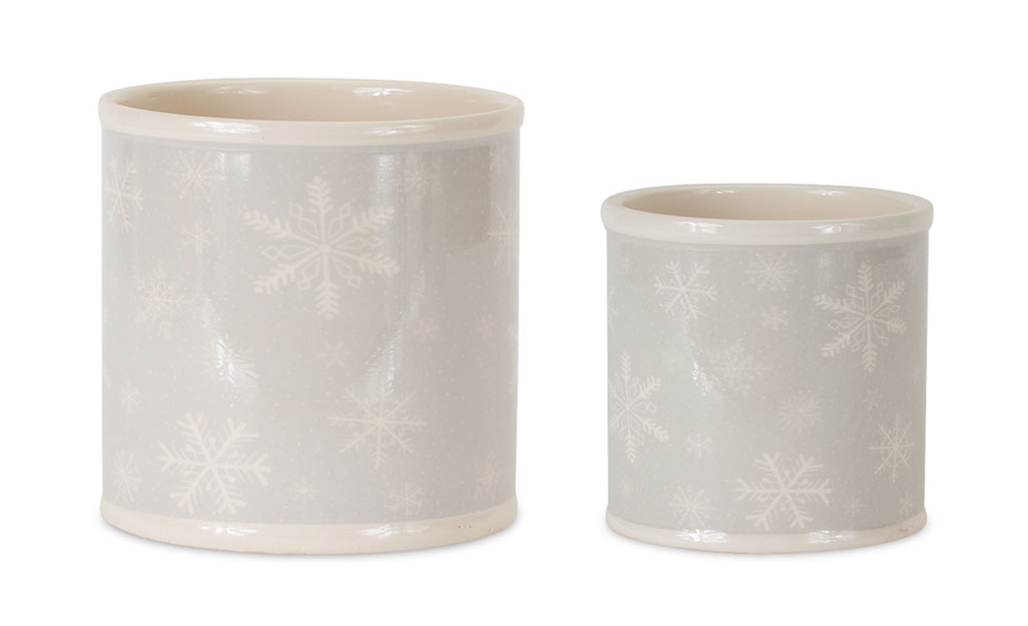 Pot w/Snowflakes (Set of 4) 4"D x 4"H, 5"D x 5"H Dolomite