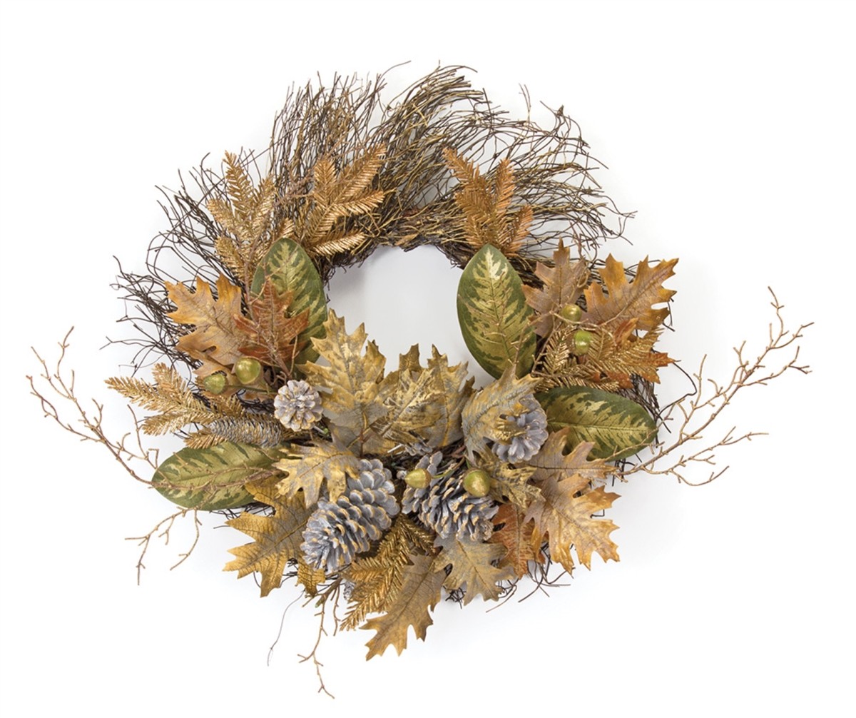 Fall Wreath 23"D Plastic/Rattan