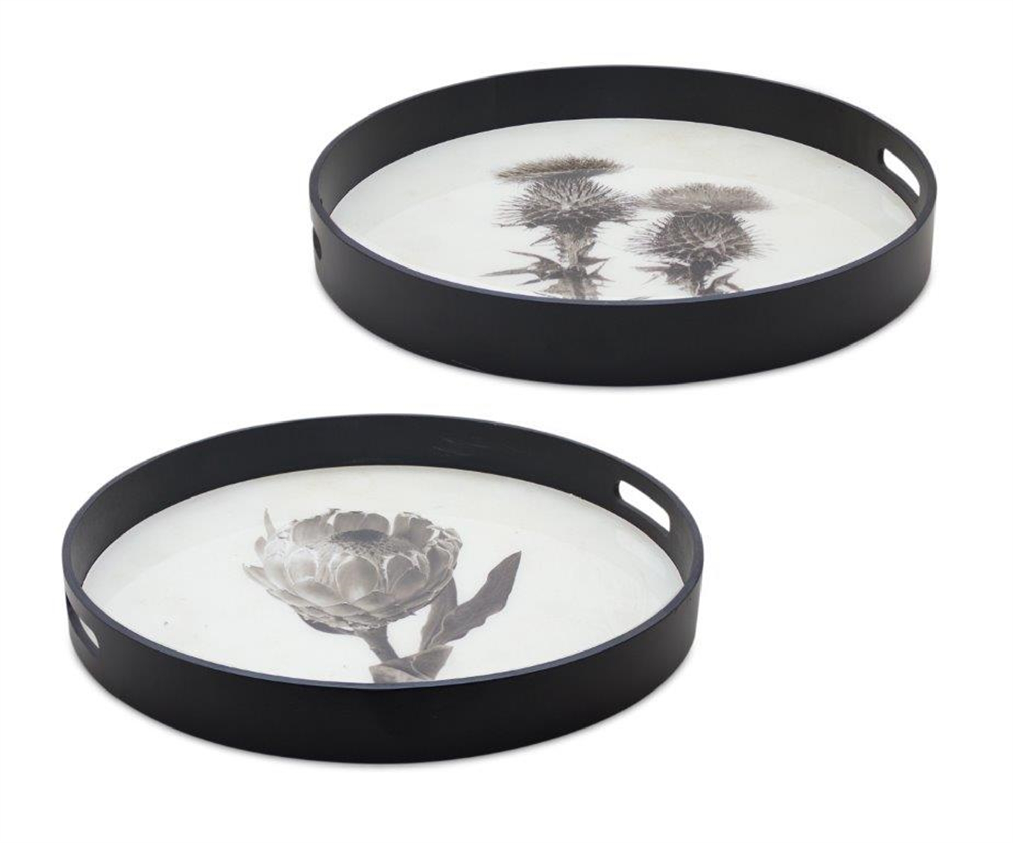 Botanical Tray (Set of 2) 18"D, 19.25"D MDF/Glass/Paper