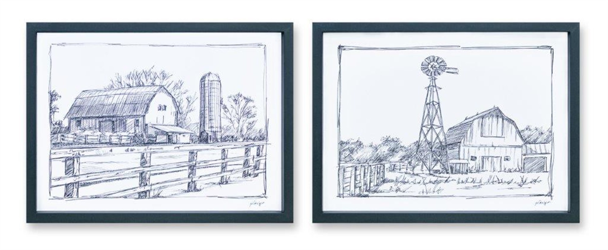 Barn Print (Set of 2) 15.75"L x 12"H MDF/Paper