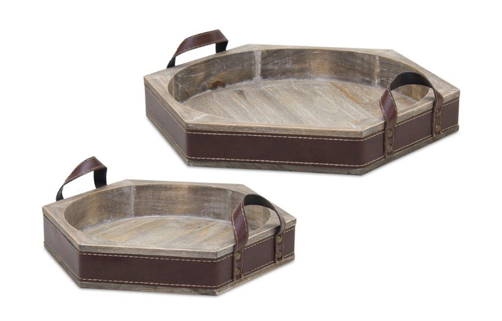 Tray (Set of 2) 12"D, 15"D Wood