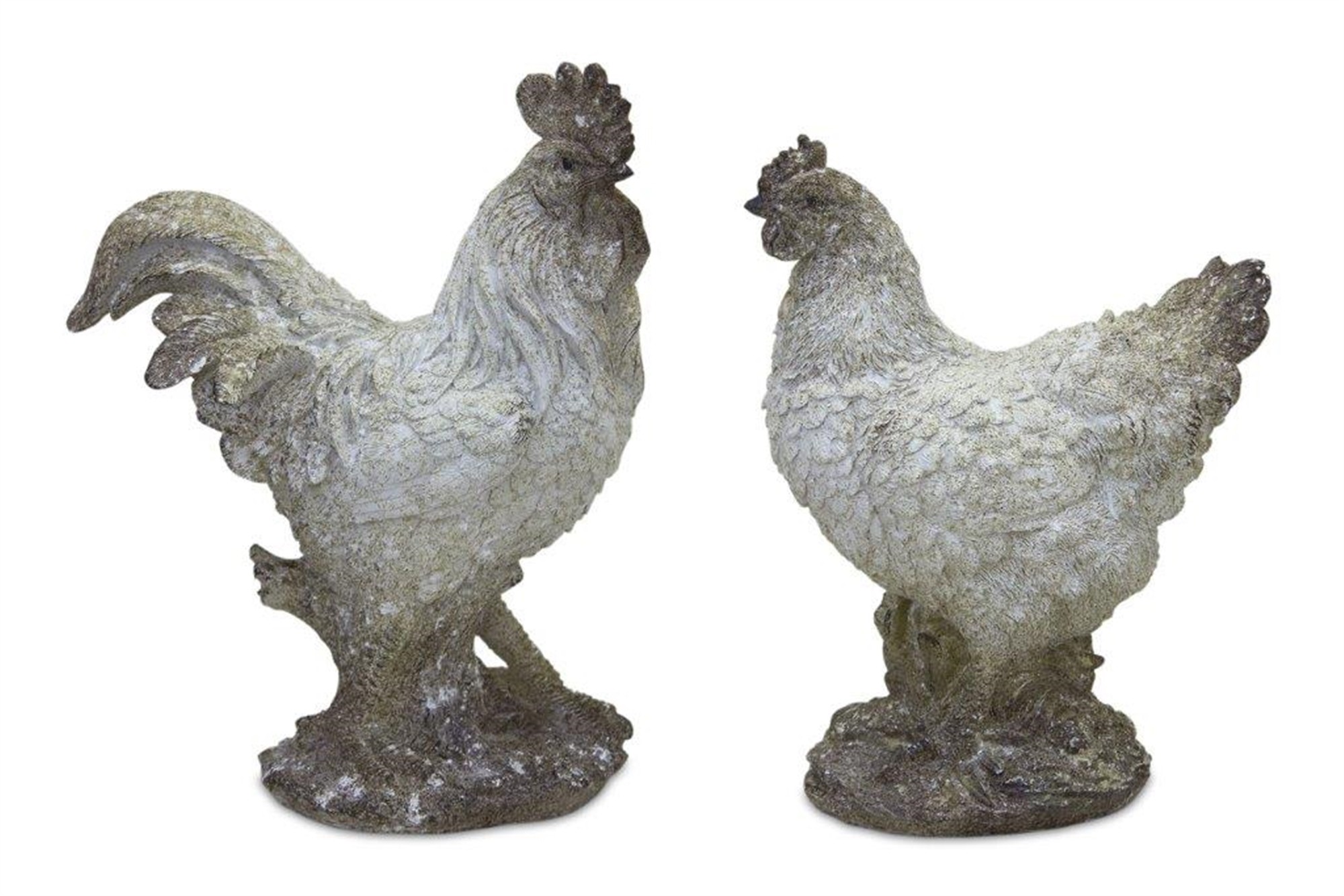 Chicken and Rooster (Set of 2) 9.5"H, 10.75"H Resin