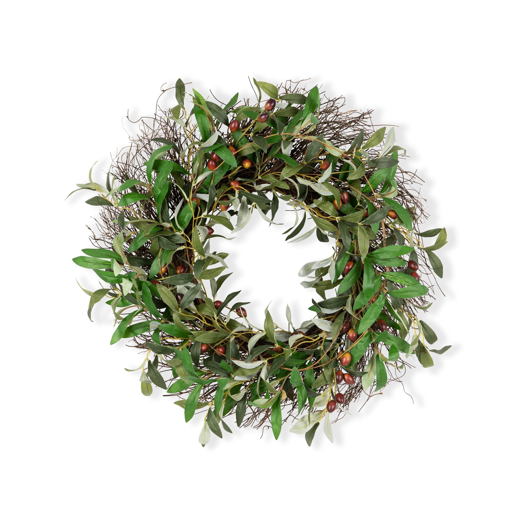 Olive Wreath 27"D Twig/Fabric