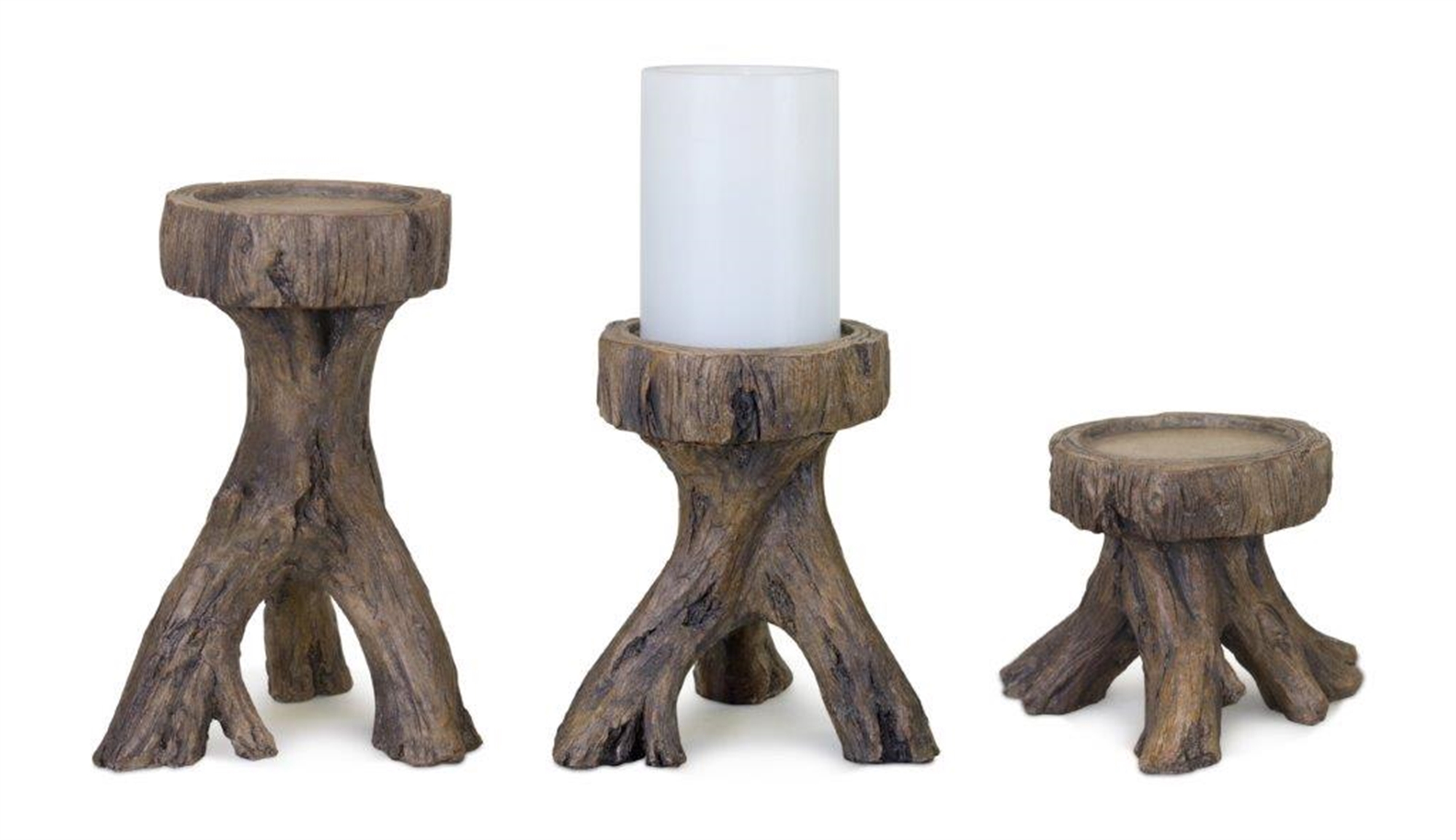 Candleholder (Set of 3) 4.25"H, 6.25"H, 8"H Resin