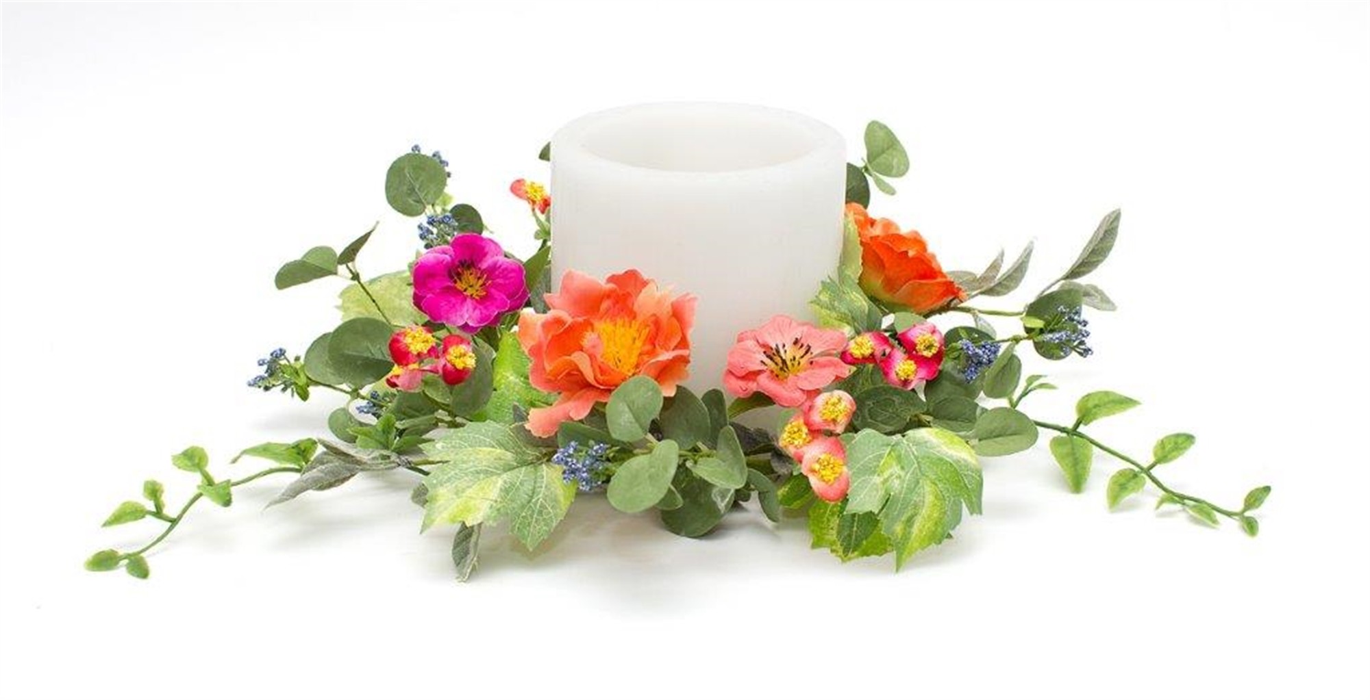 Mixed Floral Candle Ring 21"D Polyester (Fits a 6" Candle)