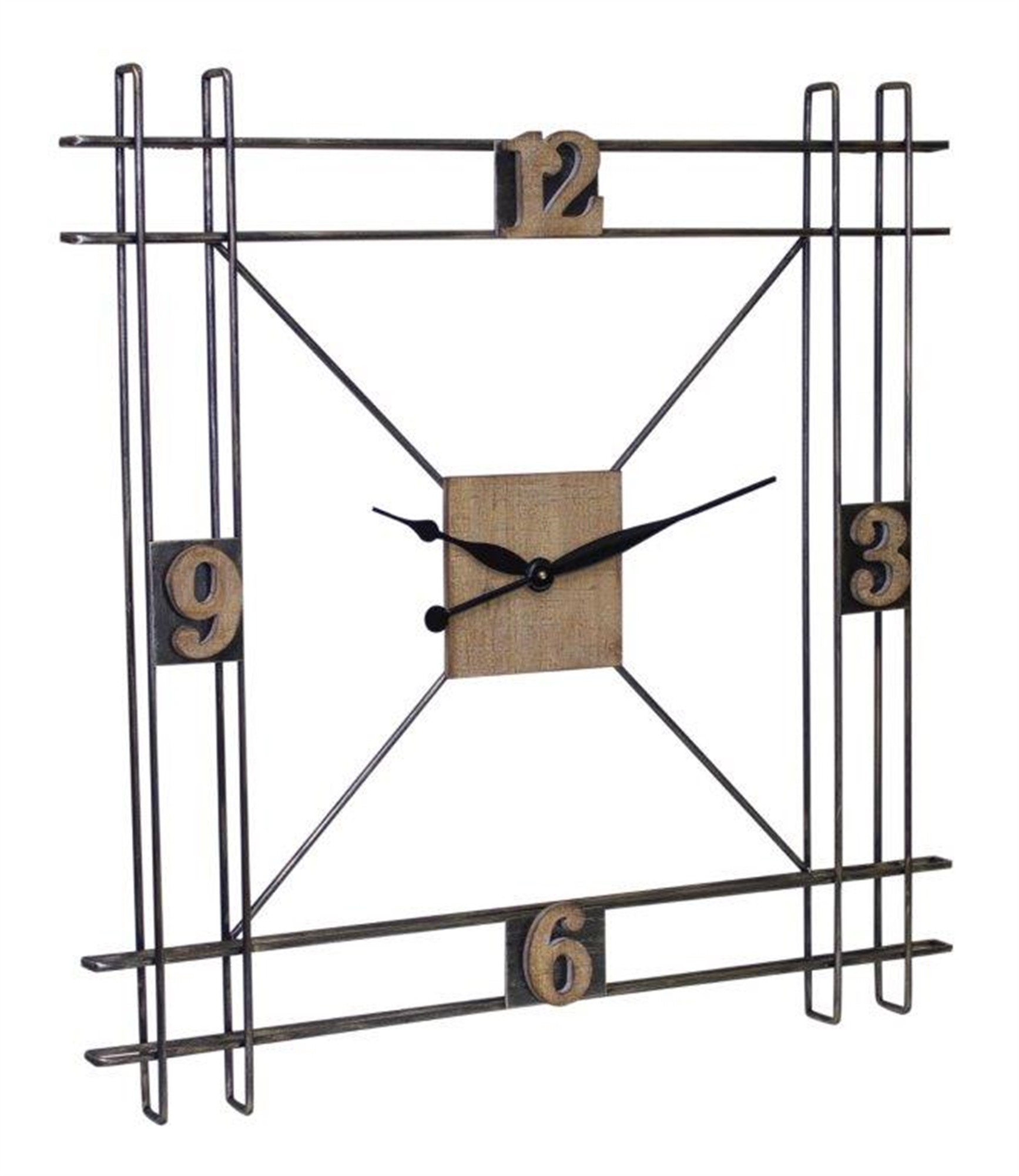 Wall Clock 32"SQ Iron/MDF