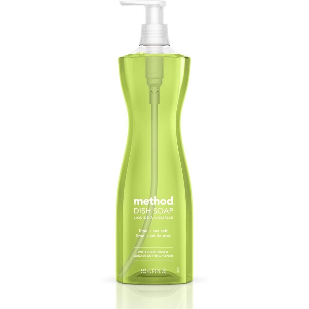 Method Dish Soap - Liquid - 18 fl oz (0.6 quart) - Lime + Seasalt Scent - 6 / Carton - Light Willow Green