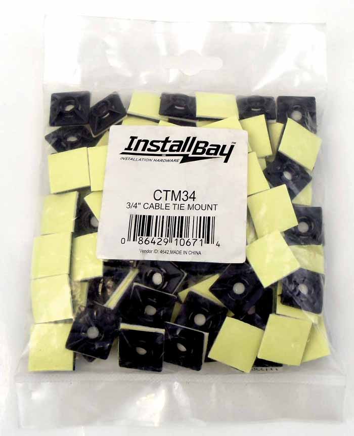 3/4" X 3/4" Adhesive Backed Cable Tie Mount 100Pk