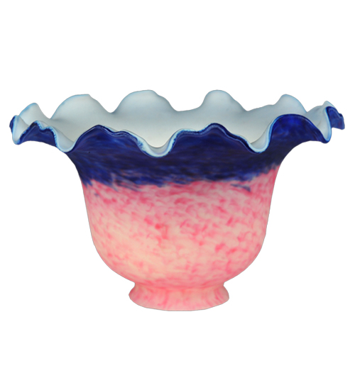 7"W Fluted Bell Pink and Blue Shade