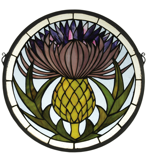 17"W X 17"H Thistle Stained Glass Window