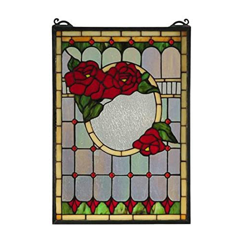 14"W X 20"H Morgan Rose Stained Glass Window