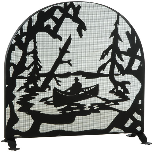 35"W X 34.5"H Canoe At Lake Arched Fireplace Screen