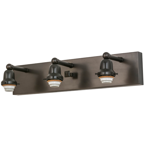 24"W Craftsman Brown on Brass 3 Light Vanity Hardware