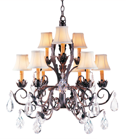 26"W New Country French 9 Light Chandelier