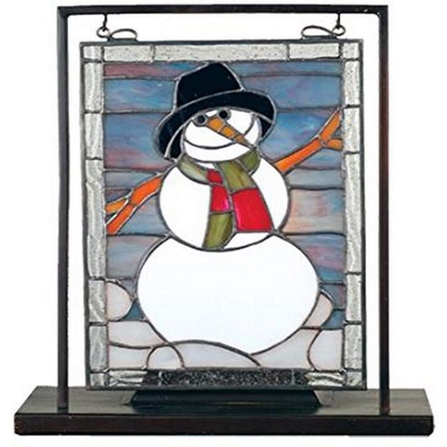 9.5"W X 10.5"H Snowman Lighted Mini Tabletop Window