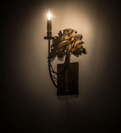 10"W Oak Tree Wall Sconce